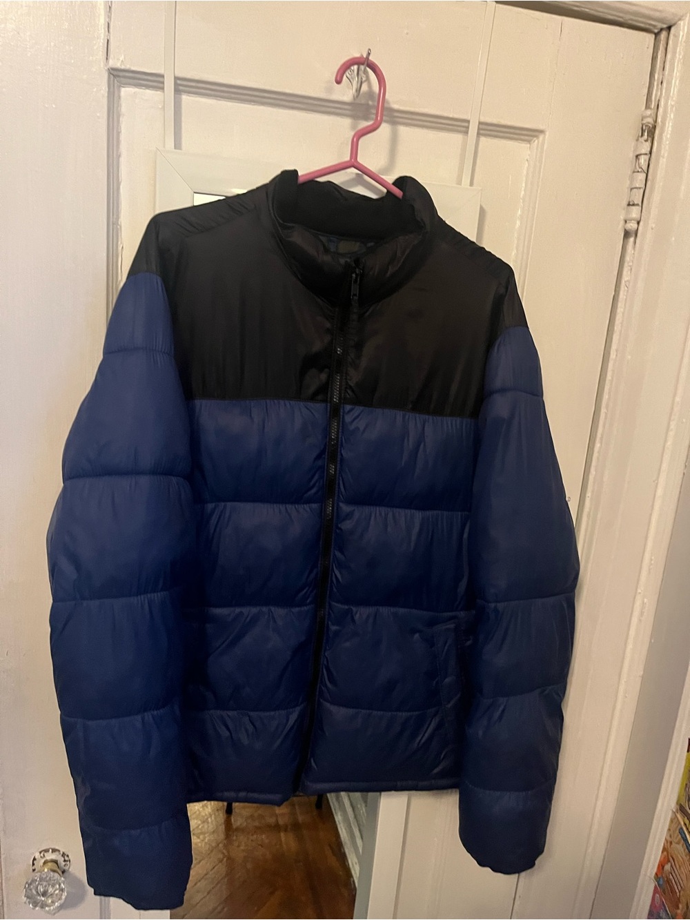 Men's Two-Tone Old Navy Puffer Jacket - Blue & Black